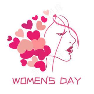 粉红爱心妇女节女人 女王节,免抠元素