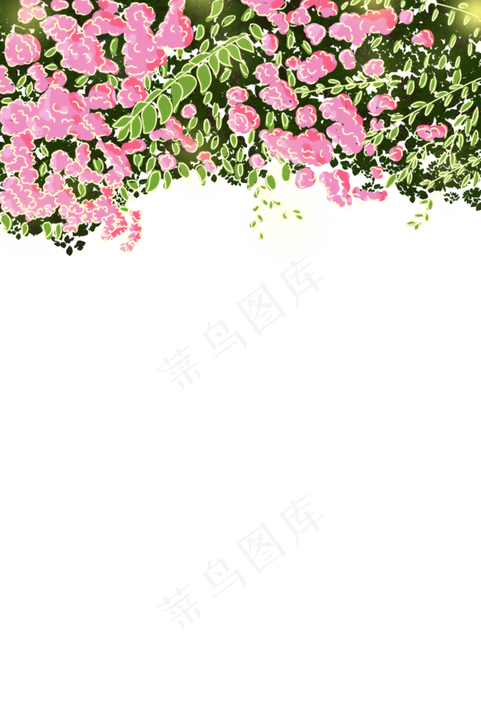 小清新夏季蔷薇树叶装饰边框