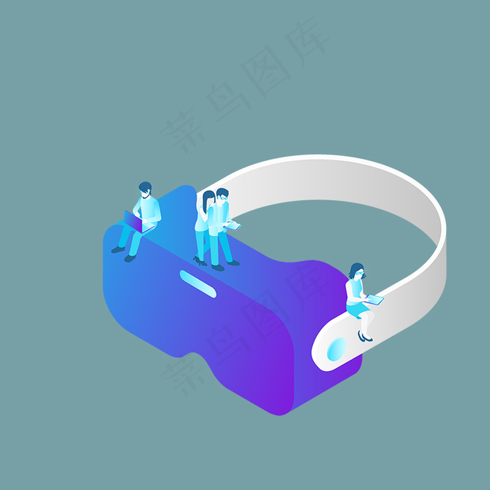 VR虚拟现实体验卡通人物背景素材