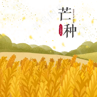 芒种水彩草丛夏天