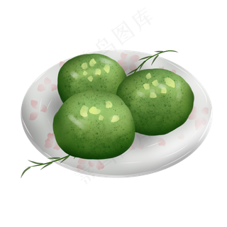 青团清明节小吃手绘,免抠元素