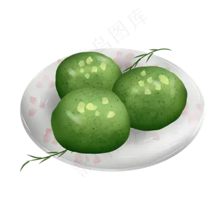 青团清明节小吃手绘,免抠元素
