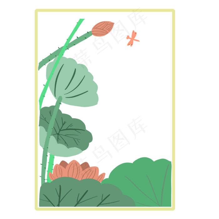 荷花边框夏天免抠元素(3000X3000(DPI:132))psd模版下载