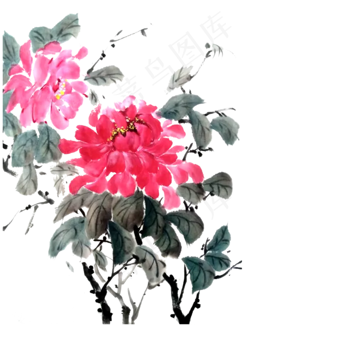 春天牡丹水墨写意国画PNG,免抠元素(4000X4000(DPI:300))psd模版下载