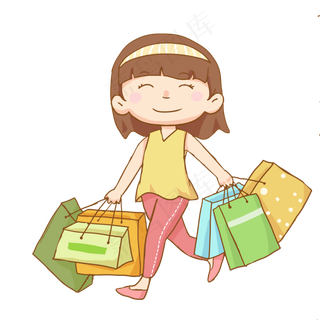 双十一狂欢购物节卡通女孩PNG