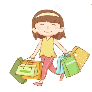 双十一狂欢购物节卡通女孩PNG