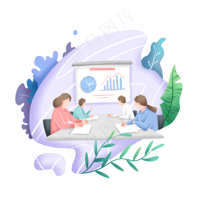 商务办公绿植噪点风格,免抠元素