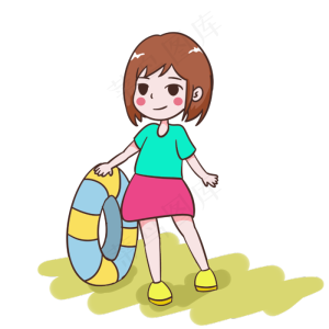 夏天拿着游泳圈的女孩