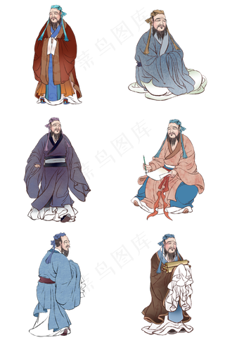 古风人物孔子合集,免抠元素