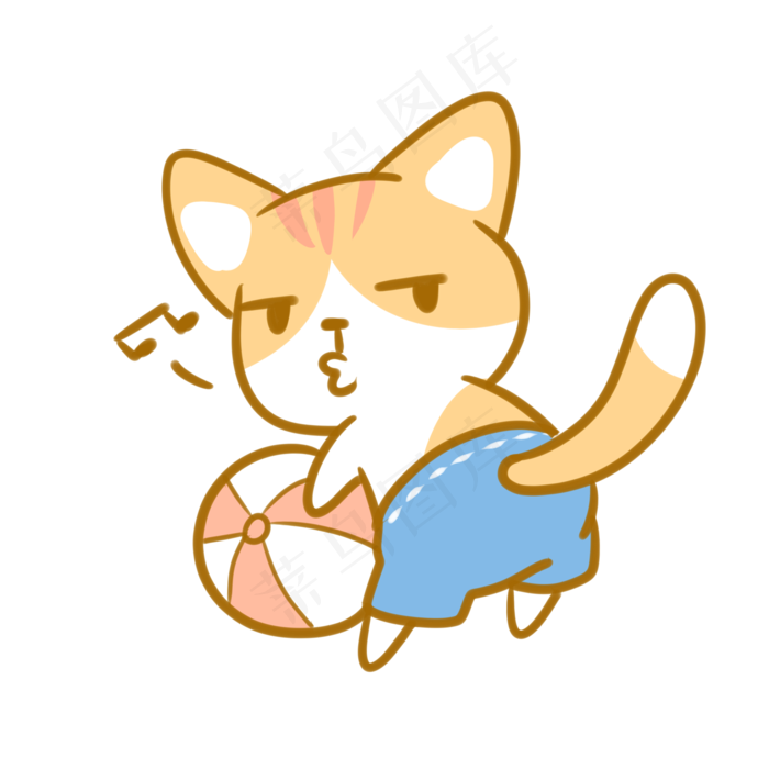 拿着沙滩排球的橘猫(2100X2100(DPI:300))psd模版下载