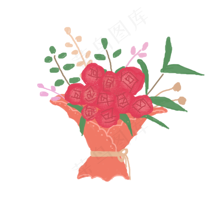 情人节玫瑰花束插画PNG
