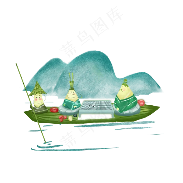 端午节创意粽子游湖png下载(2000X2000(DPI:300))psd模版下载