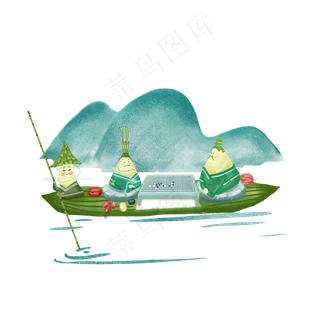 端午节创意粽子游湖png下载