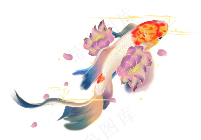 荷花锦鲤图(2934X2048(DPI:132))psd模版下载