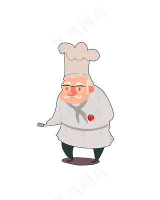 劳动厨师扁平可爱厨师长PNG五一