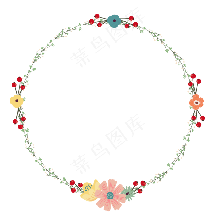 花鸟边框矢量百花小叶子环绕边框,免抠元素