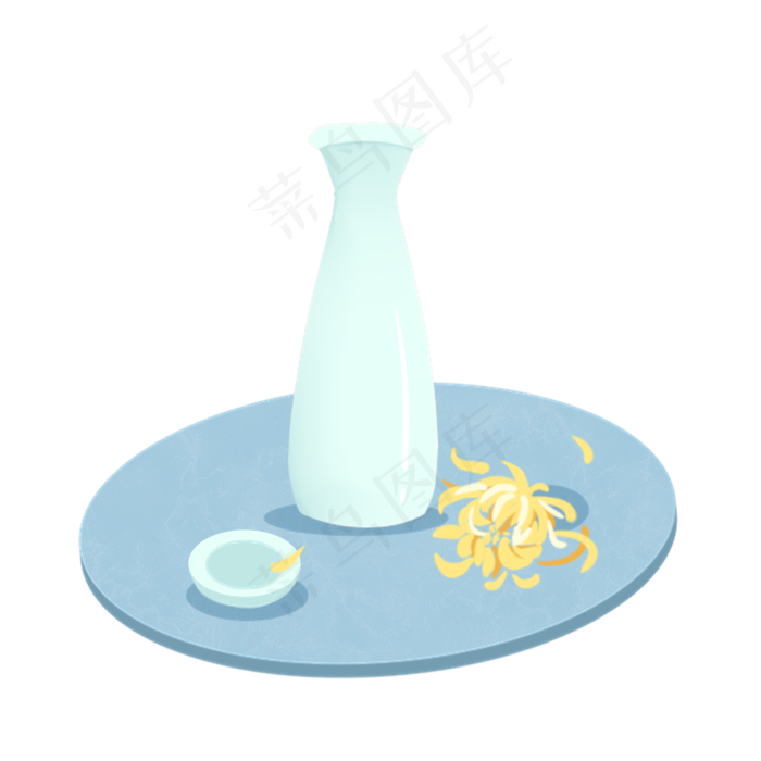 清明节古风绘酒坛折菊