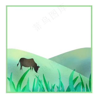 清明节边框牧牛免抠