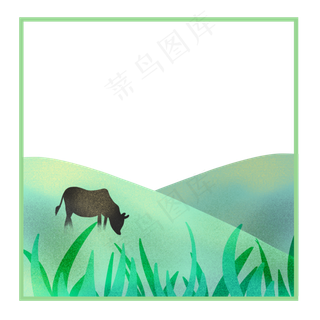 清明节边框牧牛免抠