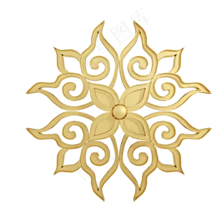 仿真金色花纹png图