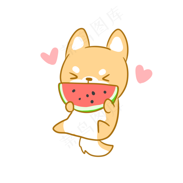 啃西瓜的小柴犬(2100X2100(DPI:300))psd模版下载