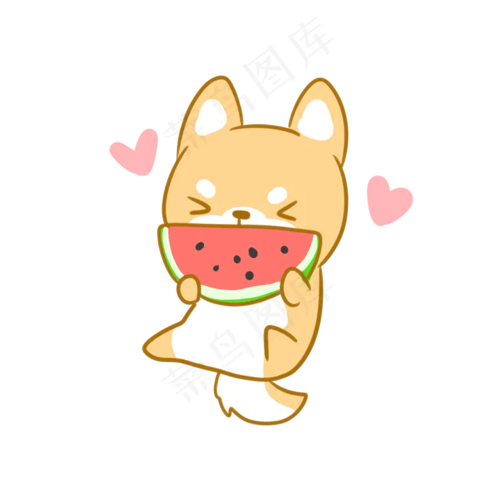 啃西瓜的小柴犬(2100X2100(DPI:300))psd模版下载