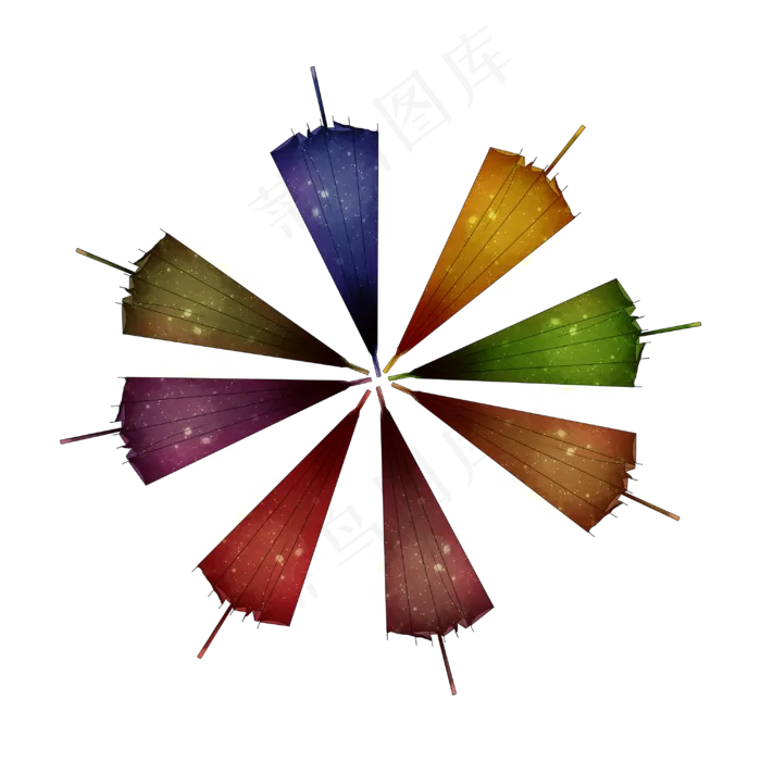 雨伞彩色雨伞油纸伞手绘装饰(3000X3000(DPI:300))psd模版下载