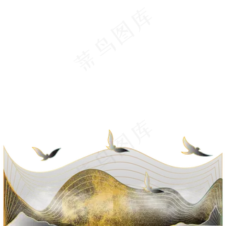 中国风古风描金山水