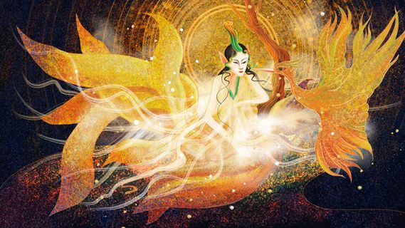 国潮风山海经九尾狐