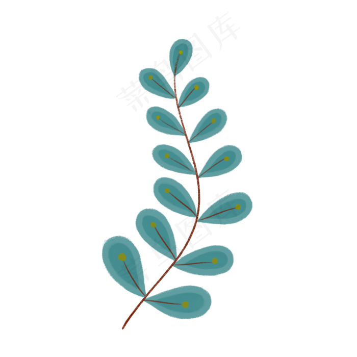 自然小清新绿色植物树叶叶子手绘,免抠元素