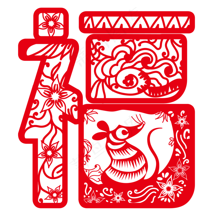 鼠年窗花png素材,免抠元素