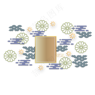 传统新年底纹剪纸装饰,免抠元素