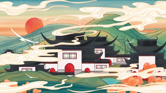 古风建筑武汉中国风(2880*1620px 300 dpi )