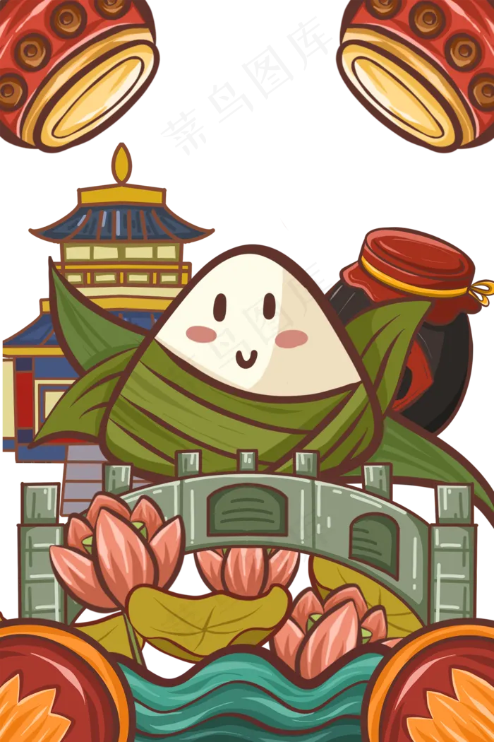 端午节国潮风卡通(1500X2249(DPI:300))psd模版下载