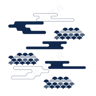 日本浮世绘图案底纹,免抠元素