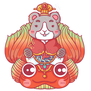 坐在金鱼上的老鼠,免抠元素