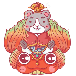 坐在金鱼上的老鼠,免抠元素