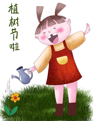 植树节绿意盎然卡通劳动人物