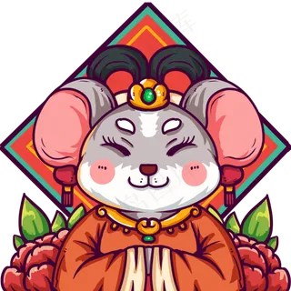 春节鼠年女生情侣头像,免抠元素