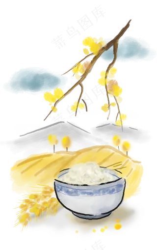 秋分秋收麦子和米饭,免抠元素