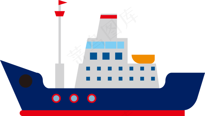 卡通天蓝色货船