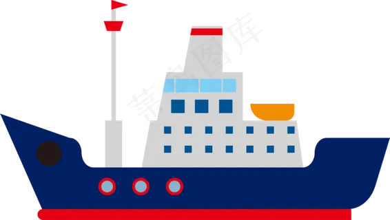 卡通天蓝色货船