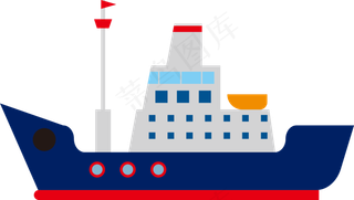 卡通天蓝色货船