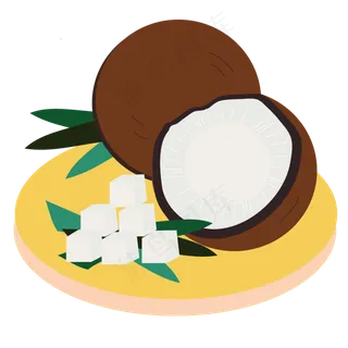 手绘卡通椰子水果可商用元素