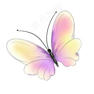 彩色蝴蝶手绘装饰图案,免抠元素