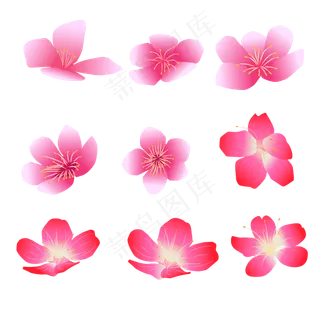 卡通免扣粉色花朵