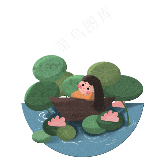 春天雨水二十四节气船荷花莲PN