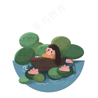 春天雨水二十四节气船荷花莲PN