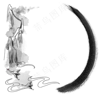 古风水墨中国风花纹边框山水