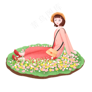 立春春天春游的女孩,免抠元素